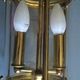 Chandelier lantern cage cylindrical two fires ~ glass and golden brass ~ 1950s/1960s