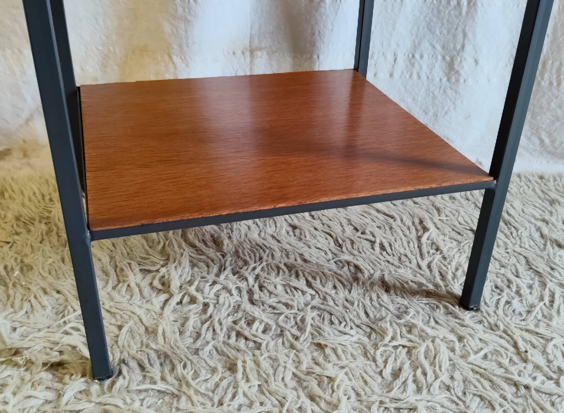 Modernist bedside table in wood and metal - 1950s/60s