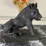 The Porcelino after Pietro Tacca, sculpture in green serpentine marble, Italy 19th century.