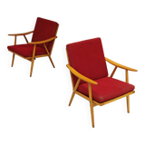 Pair of red Boomerang armchairs by Antonin Suman for Ton Bystrice Thonet