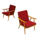 Pair of red Boomerang armchairs by Antonin Suman for Ton Bystrice Thonet