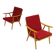 Pair of red Boomerang armchairs by Antonin Suman for Ton Bystrice Thonet