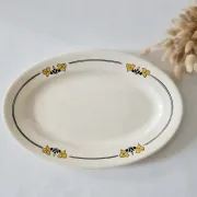 Antique oval dish in Salins ironstone "Renée" – Floral decoration