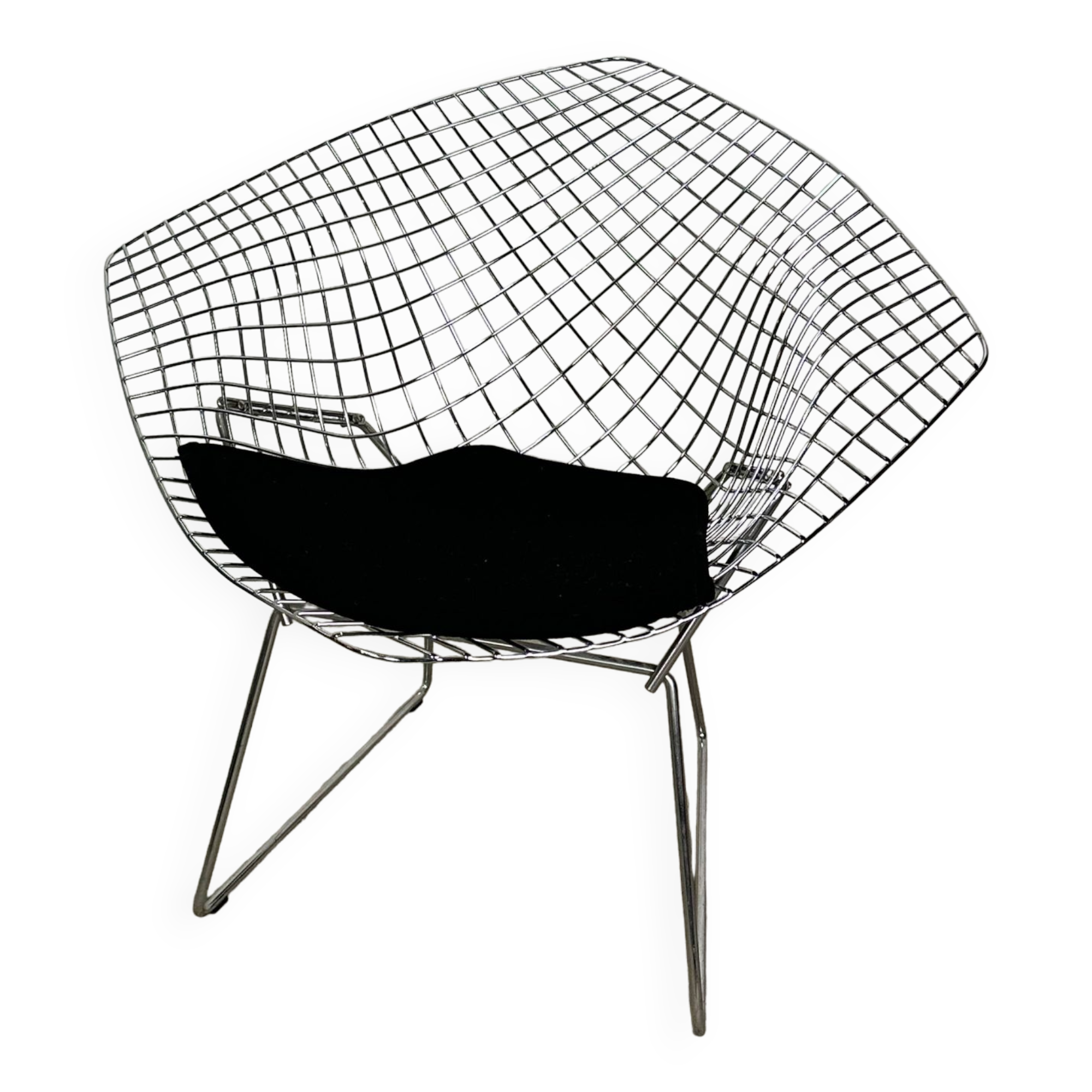 Diamond Bertoia armchair in chrome metal vintage 80
