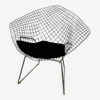 Fauteuil Diamond Bertoia en métal chromé vintage 80