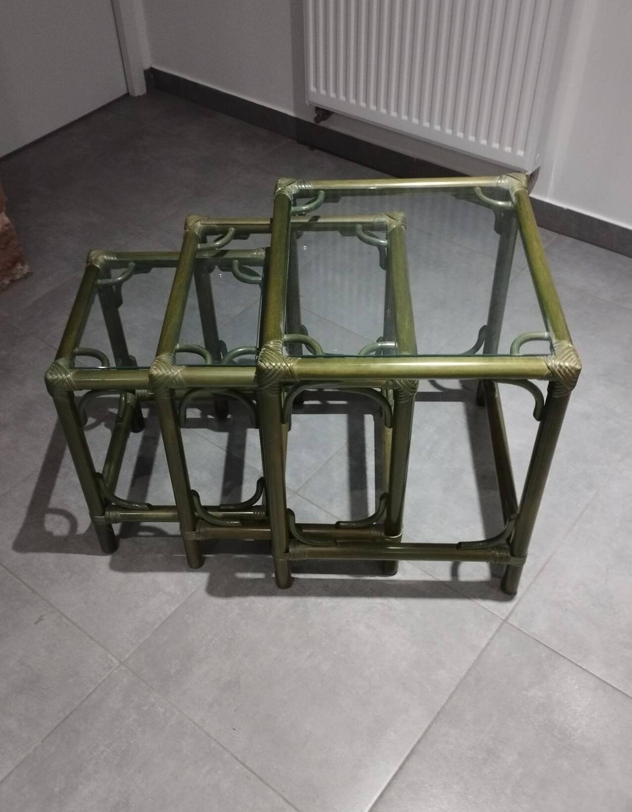 Vintage nesting table, in green colour.