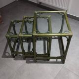 Vintage nesting table, green color