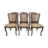 Suite de 6 chaises de style Louis XV en cannage