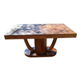 Table de salle à manger Art Déco en noyer massif – années 1930