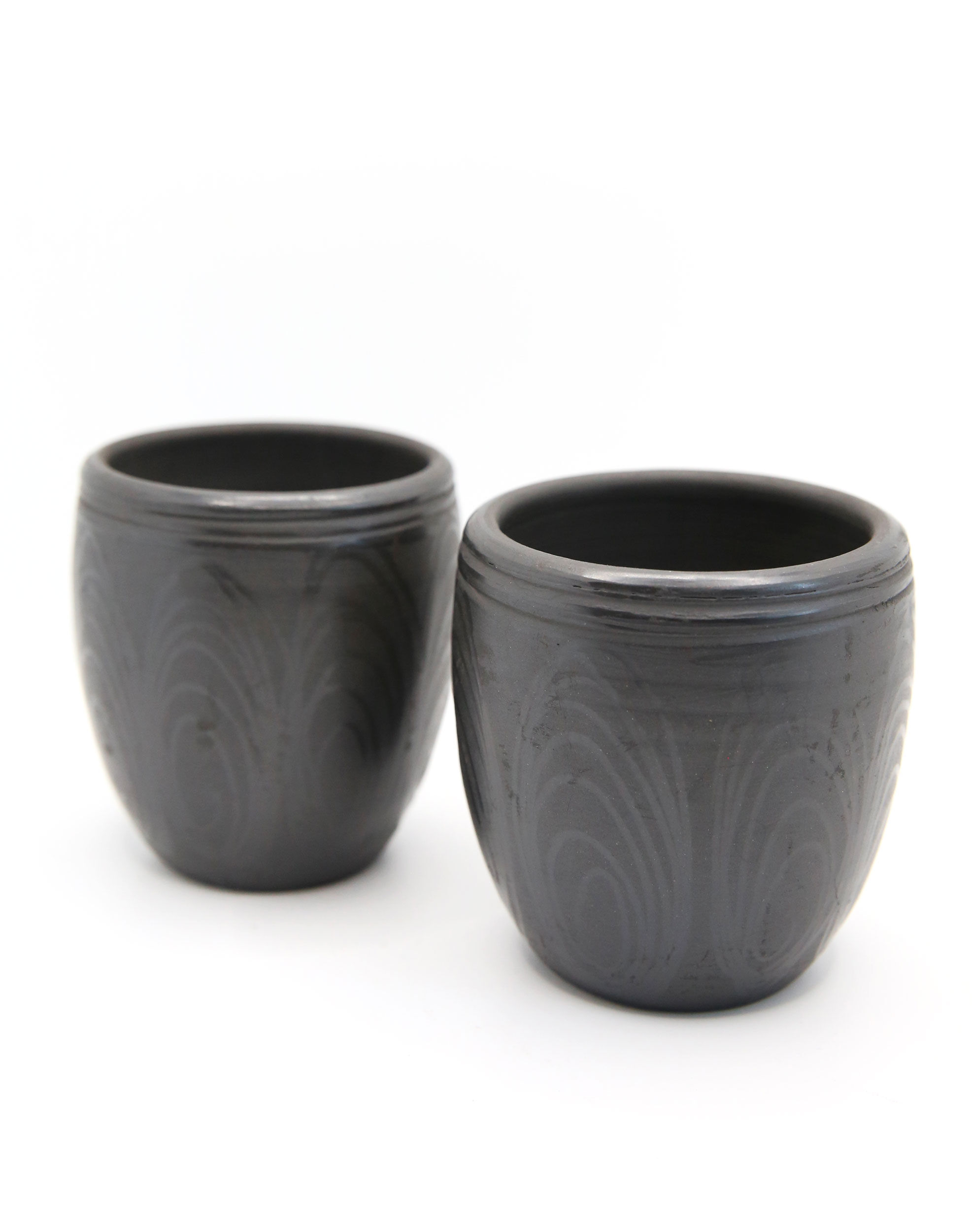 Set of 2 glasses in intense black ceramic from Romania