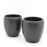 Set of 2 glasses in intense black ceramic from Romania