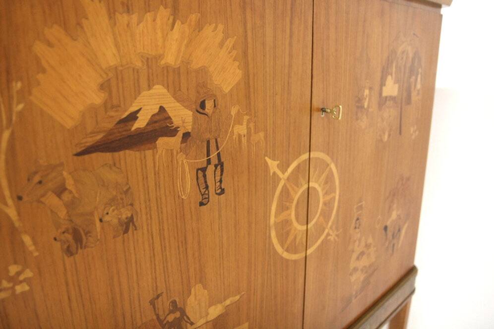 Scandinavian walnut wardrobe, Reiners, Mjölby, Swedish Modern, Sweden, 1