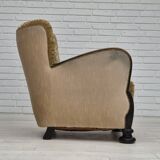 1950s, Danish vintage relax armchair, furniture velour, ash wood.