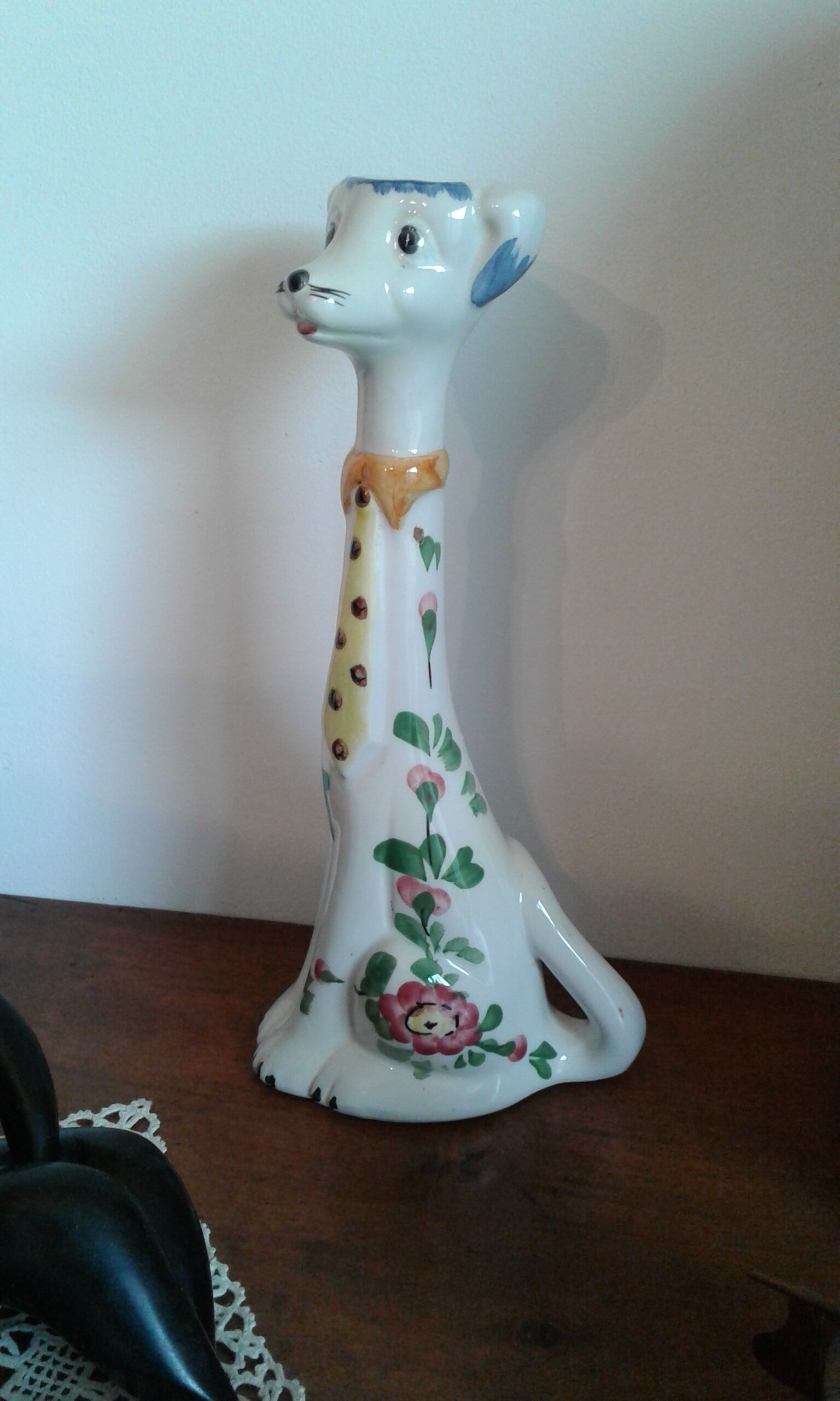 Vase, dog in vintage ceramic
