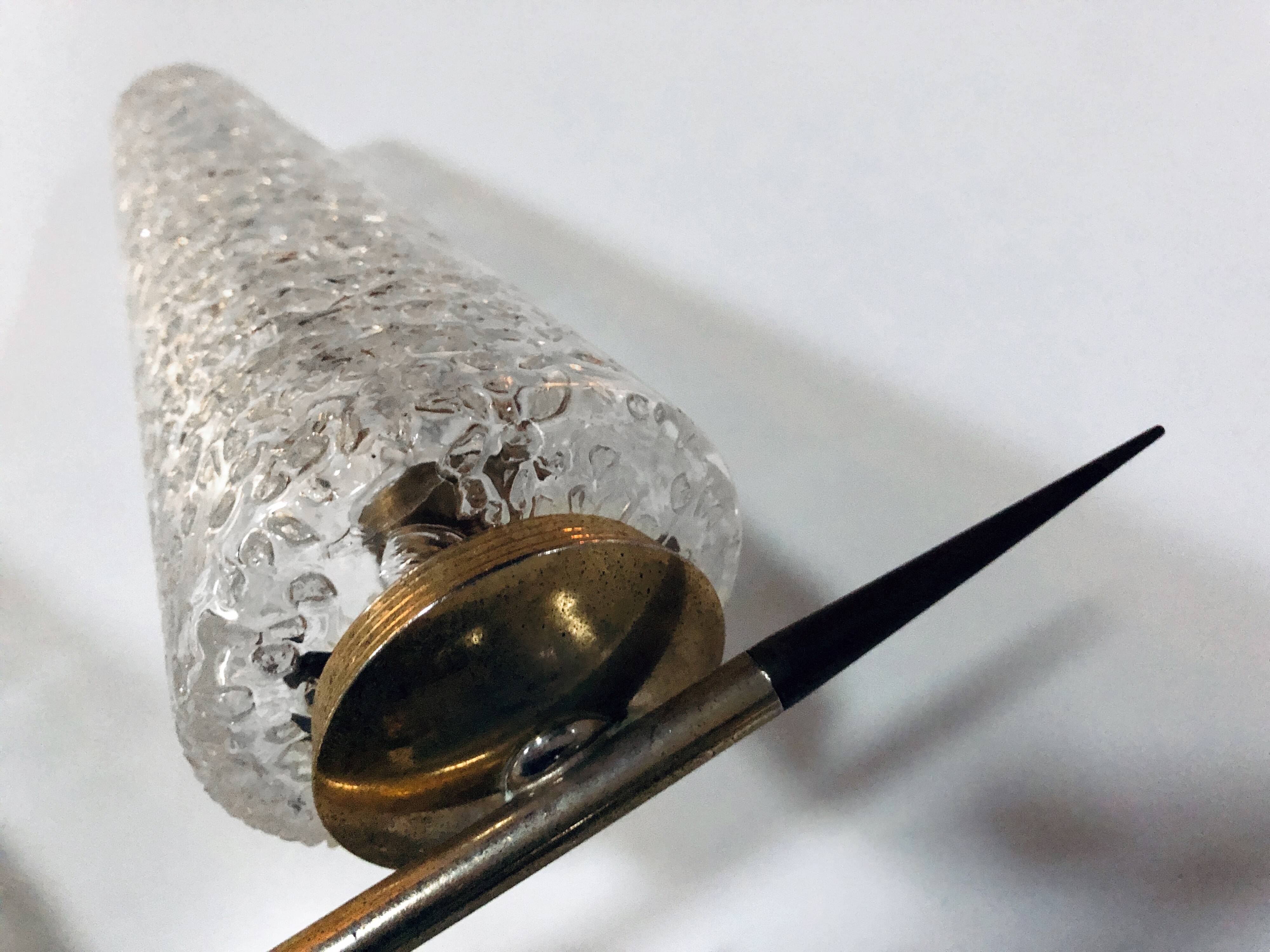 Vintage double wall light • steel, brass & glass • 1950