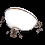 Art Deco wall sconce, wrought iron and alabaster – France, circa 1920