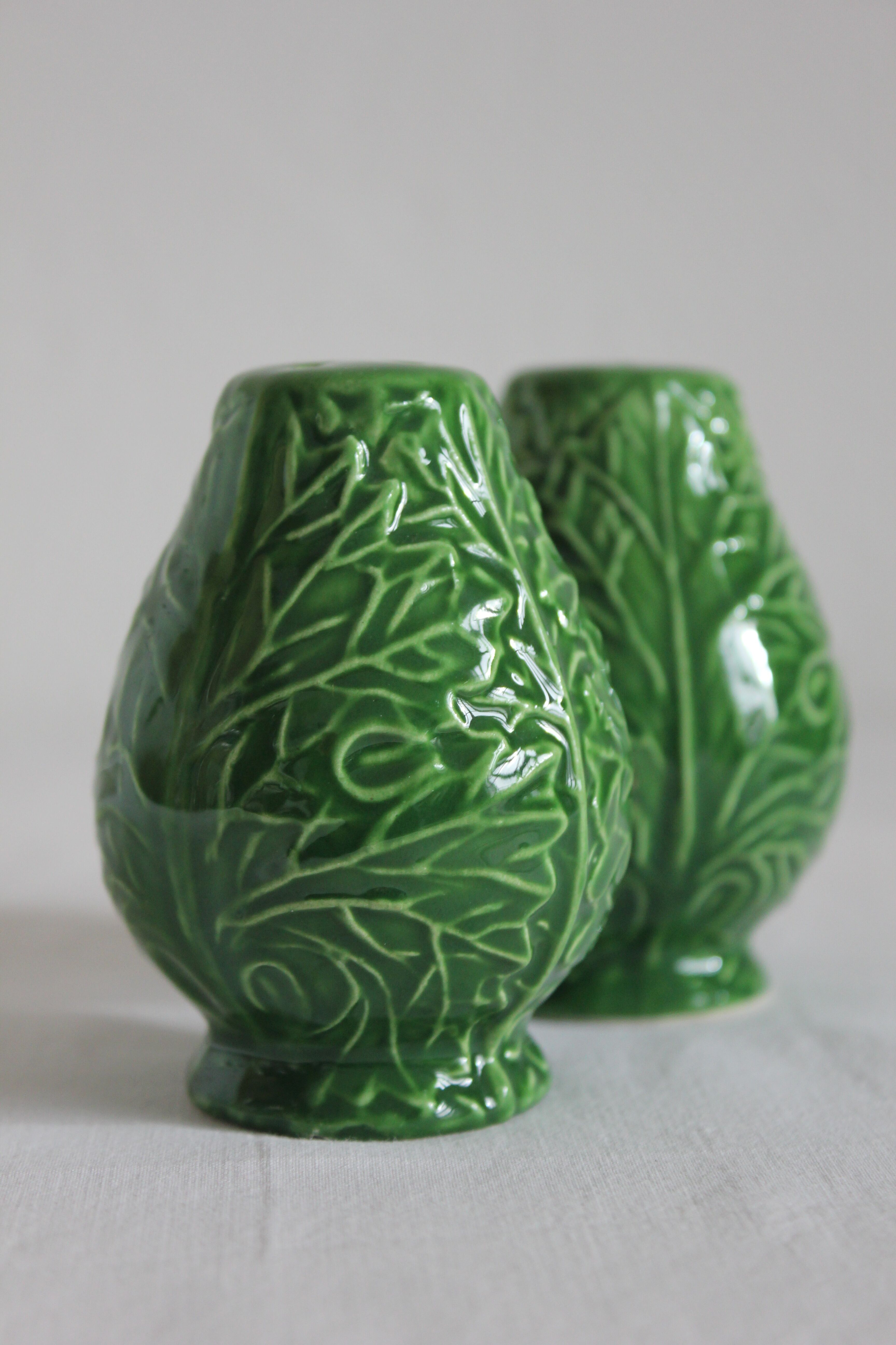 Salt and pepper shaker slurry cabbage leaves