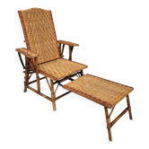 Chaise longue Riviera • Art déco • rotin rouge et noir