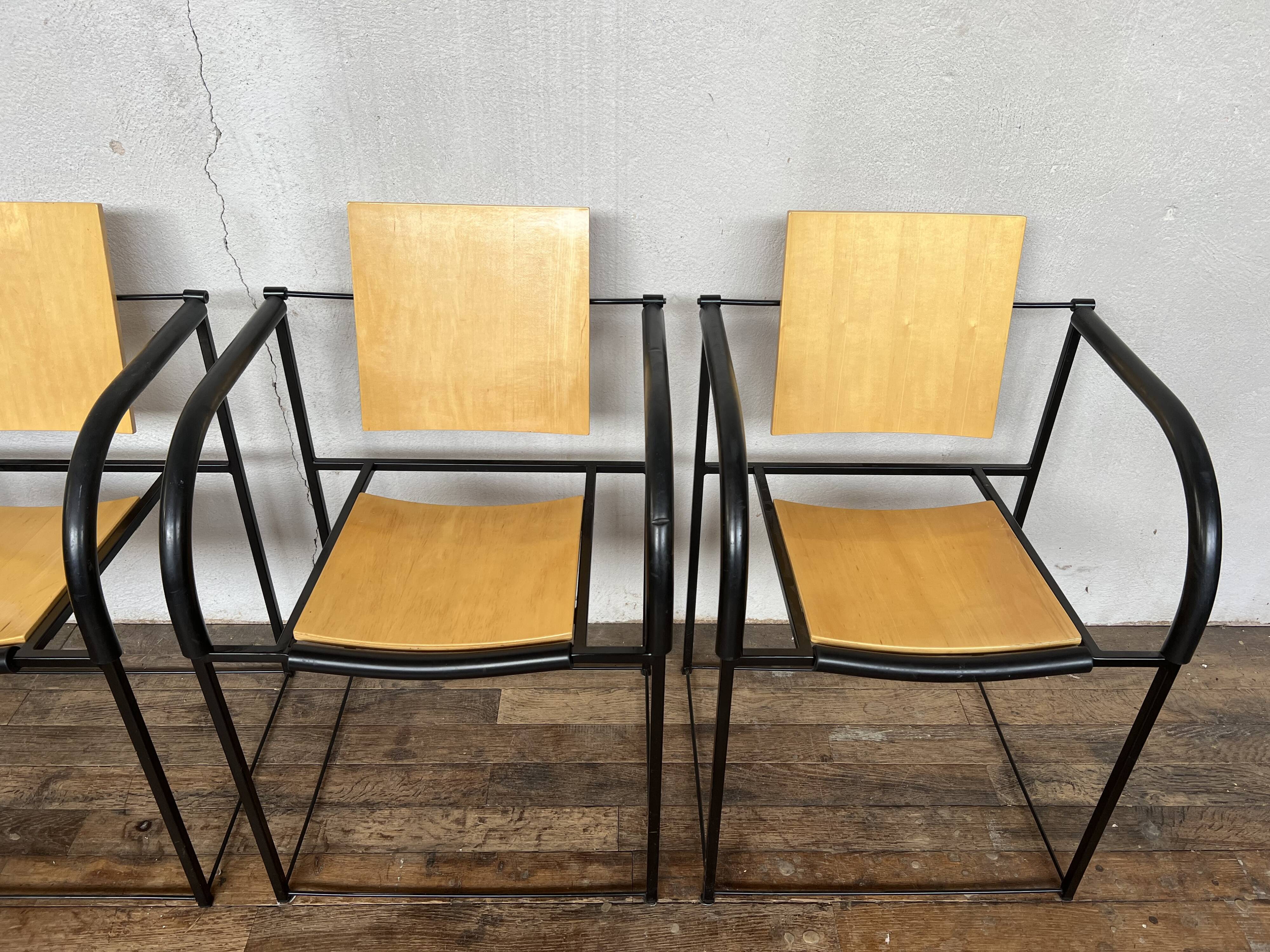 Series of 4 chairs minimalist 1980 design italy