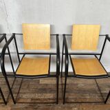 Series of 4 chairs minimalist 1980 design italy