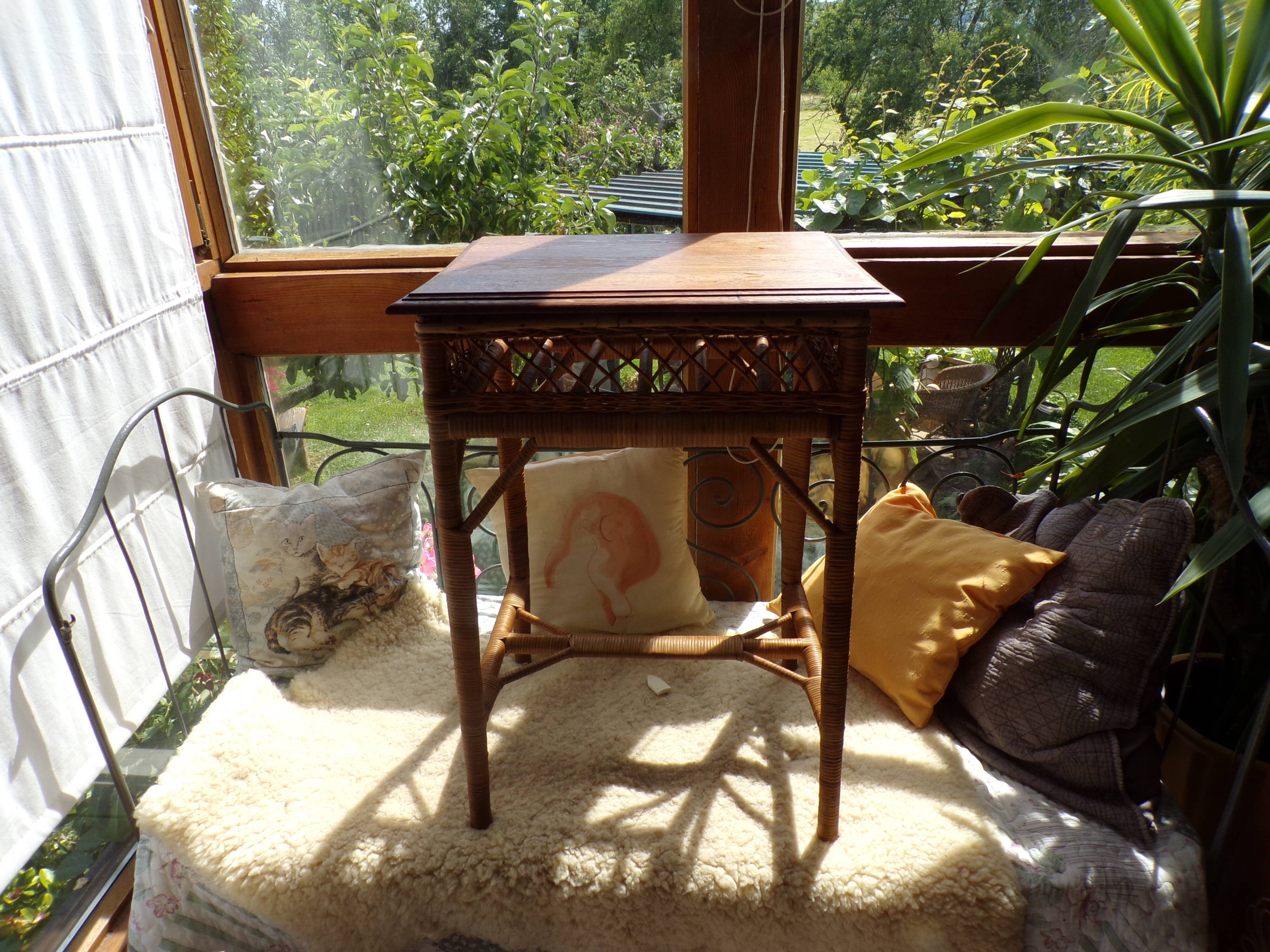 Small rattan and wicker table