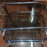 Chrome and smoked glass nesting table from the 70s