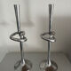 Pair of large kare design cast aluminum candlesticks