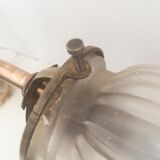 Glass wall light and brass swan collar, 1900