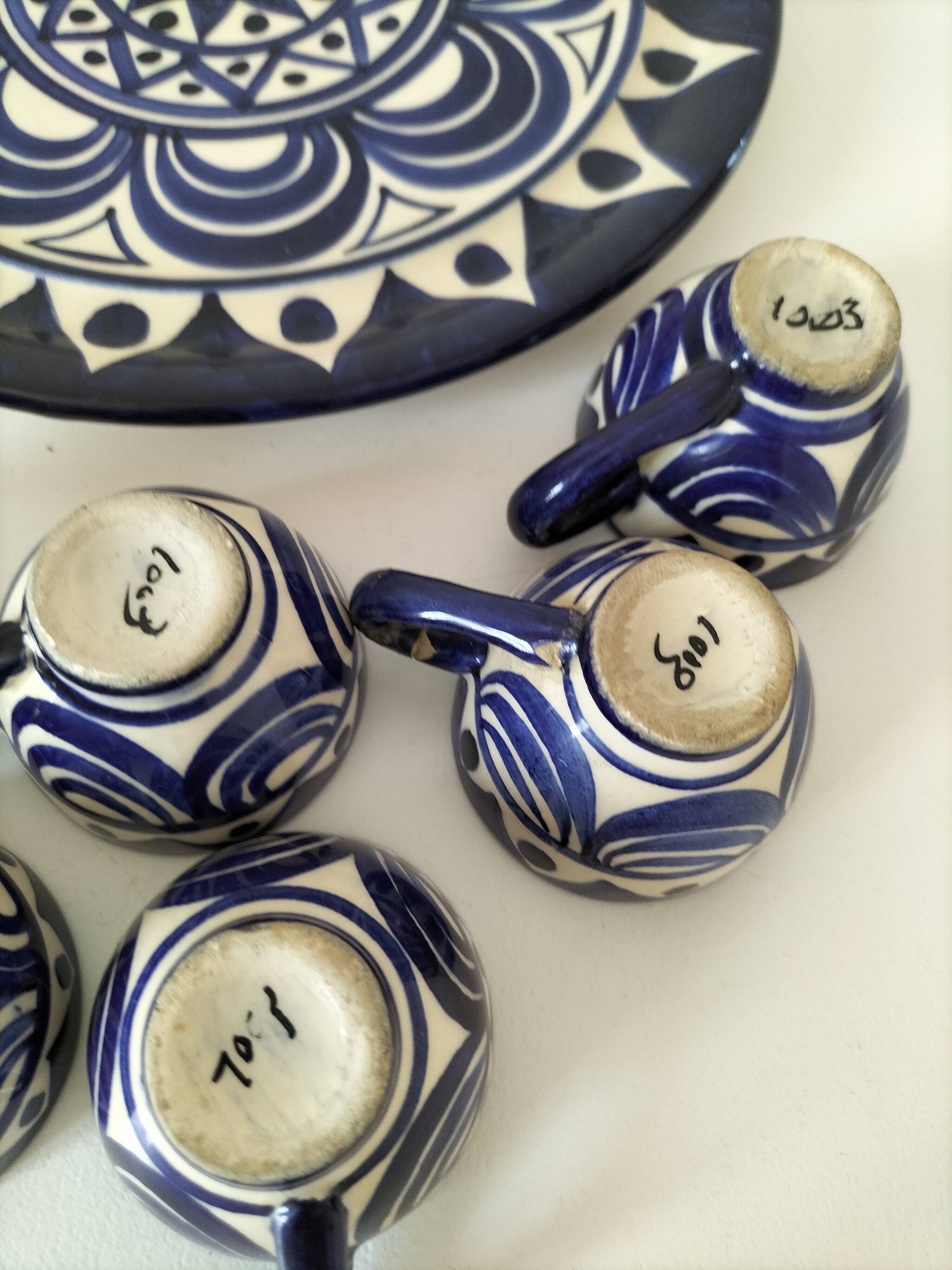 Tray and 6 vintage mini cups – St Jean de Bretagne – Model 1003