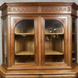 Rare Renaissance style museum library in carved oak circa 1850