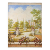 Contemporary painting "Villa with garden" mixed media '900