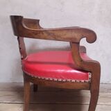 Fauteuil de bureau en noyer massif XIX°
