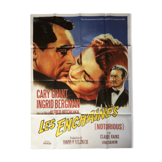 Cinema poster "Les Enchainés" Alfred Hitchcock, Cary Grant, Ingrid Bergman 120x160cm