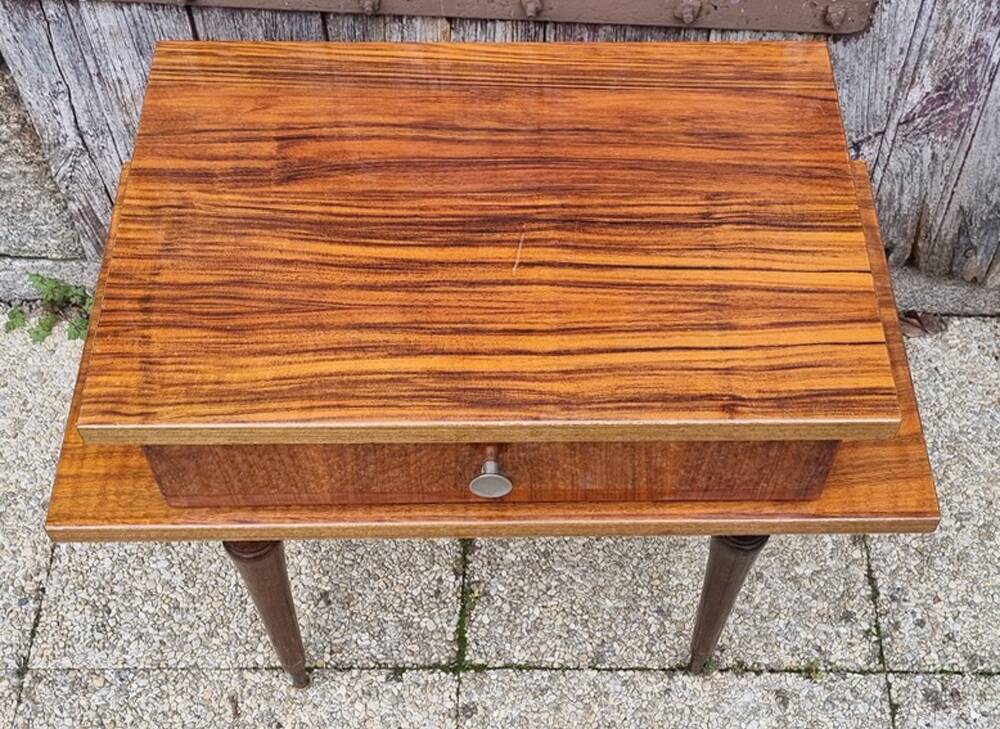 Small varnished wood nightstand, 1950s.