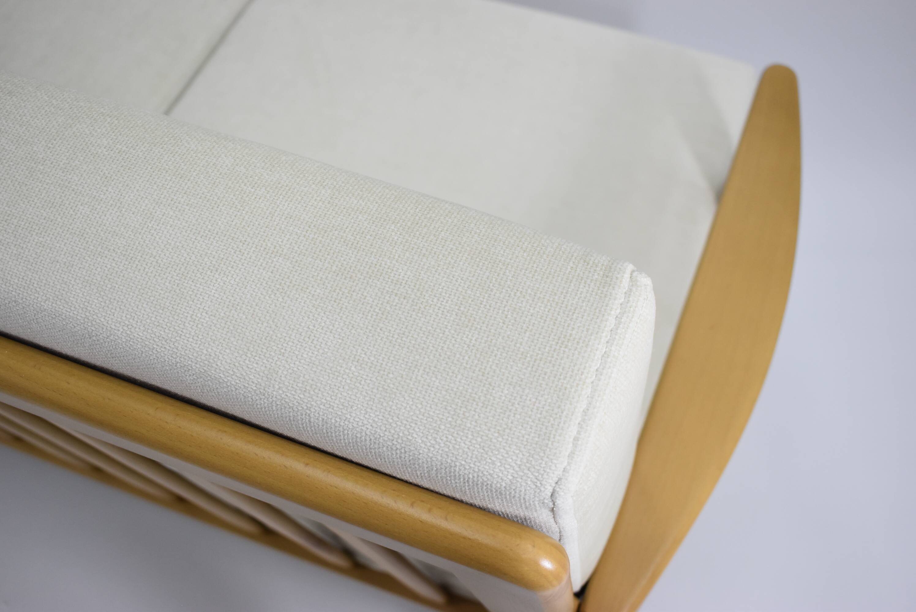 Original restored two-seater Sofa, cream, teak, 1960s