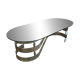 Table basse ovale design années 70 en verre et pieds chromé « S »