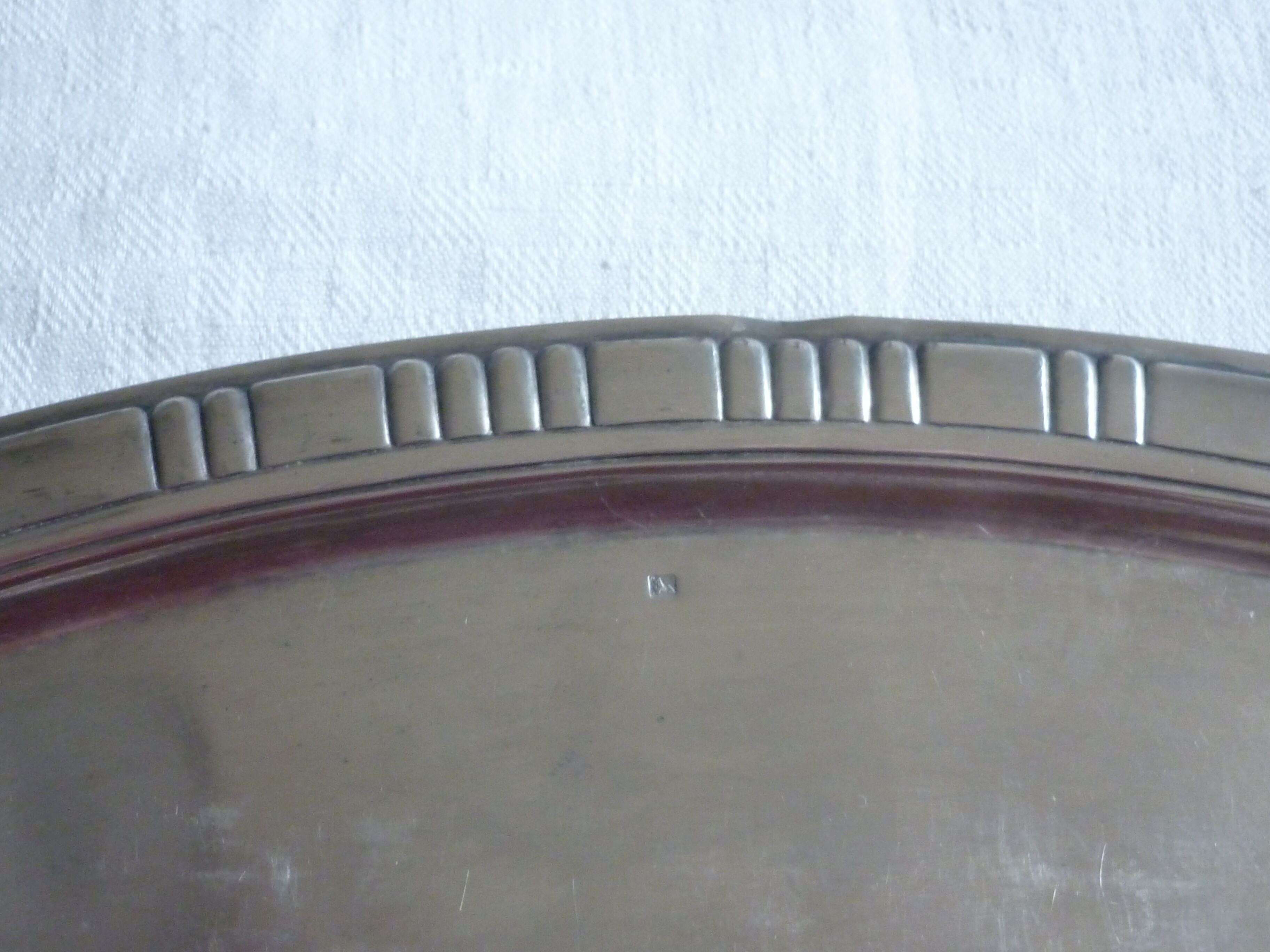 Tray silver metal art deco 2 handles small flowers