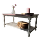 Table basse vintage rustique rose et doré