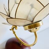 Vintage mother-of-pearl and brass flower wall lamp
