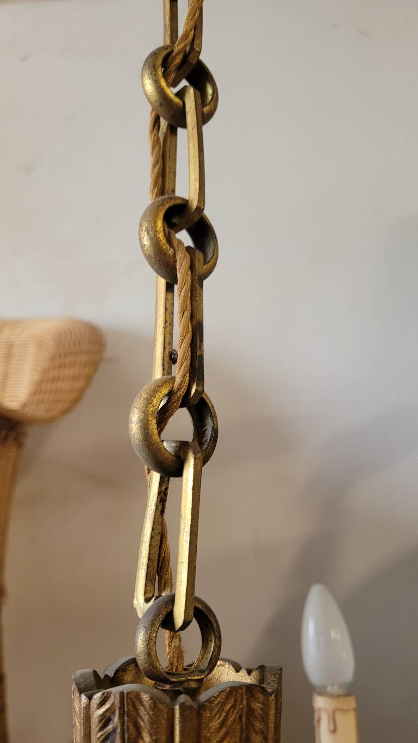 Louis xvi style gilt bronze chandelier - 6 lights