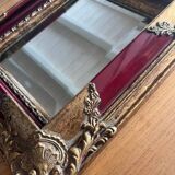 Miroir ancien cadre doré et rouge