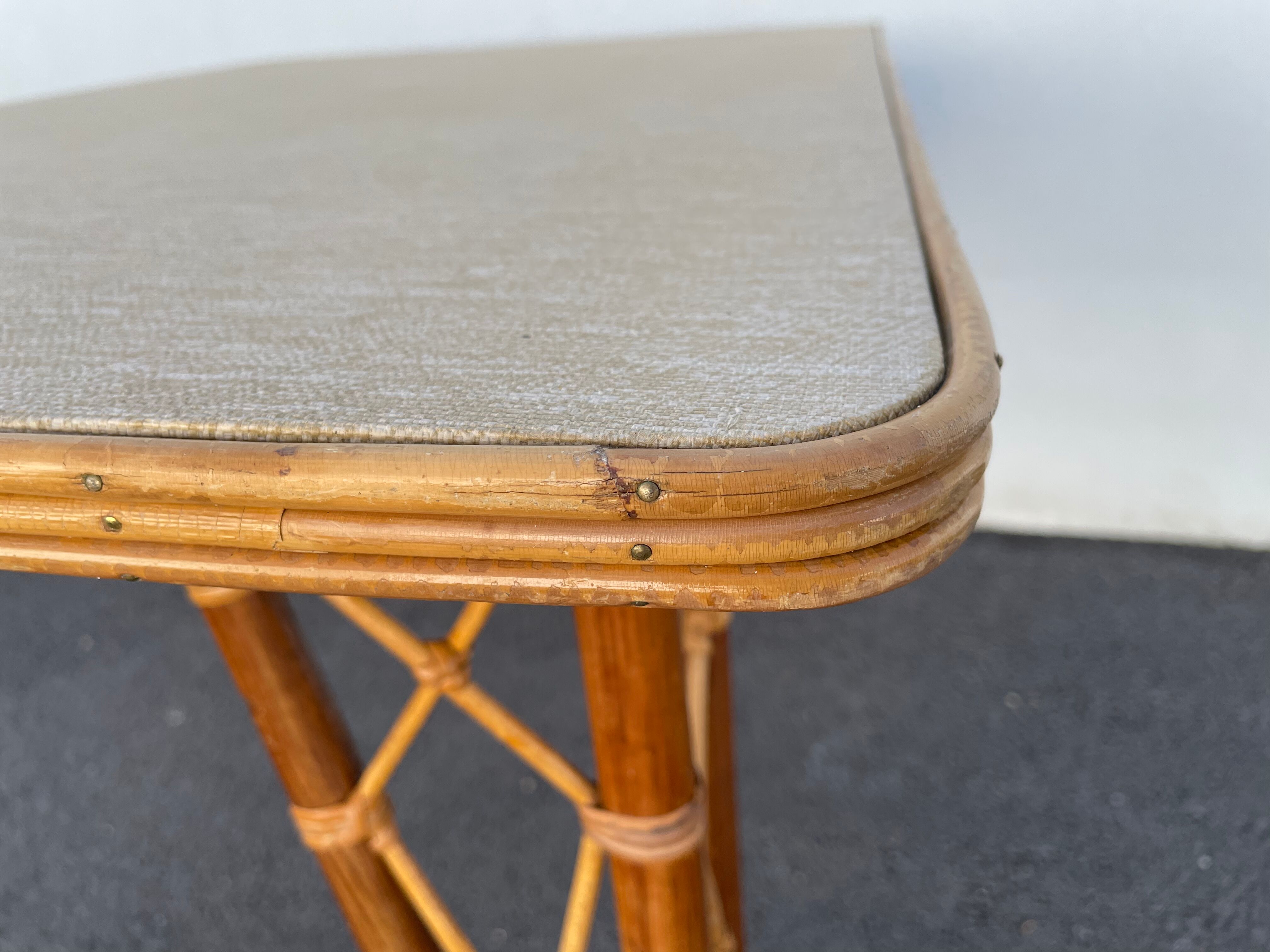 Rattan table vintage compass feet