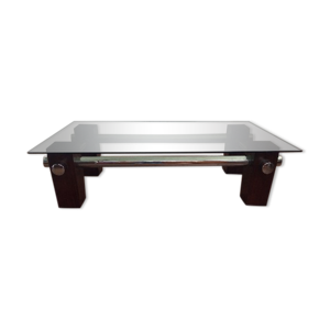 Table basse bois et chrome