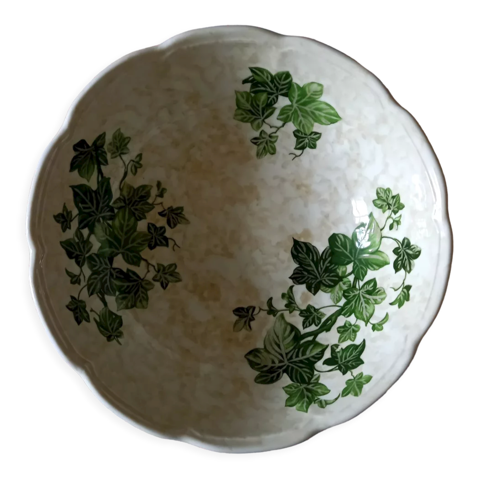 Ceramic salad bowl with vine leaves