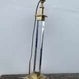 Plexiglas and brass lamp with original pagoda-shaped paper lampshade
