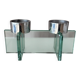 Postmodern double candlestick in glass and chrome metal