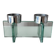 Postmodern double candlestick in glass and chrome metal