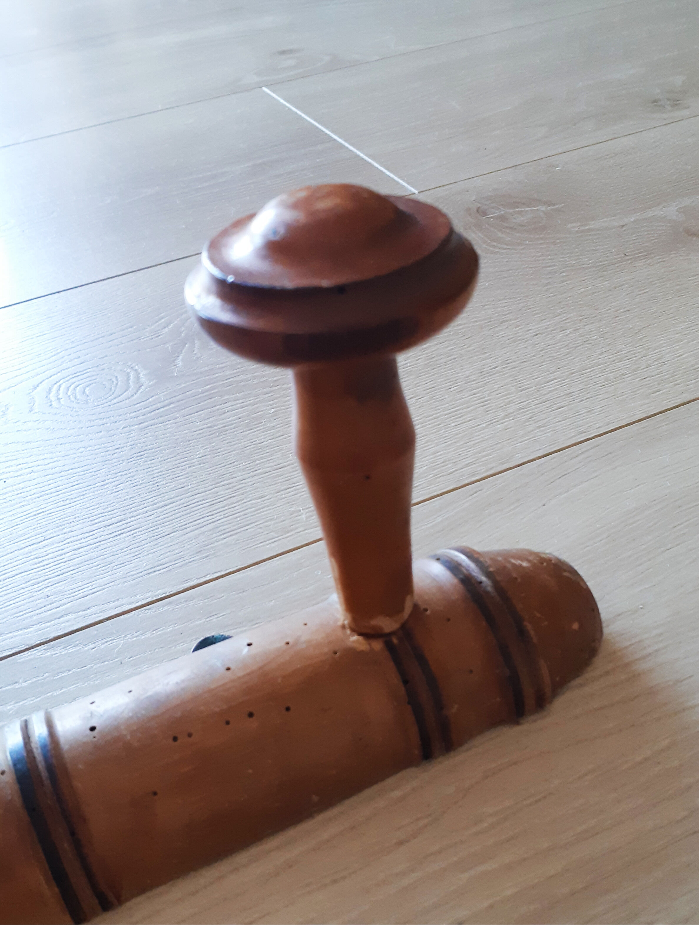 Wooden school coat racks, 4 heads, vintage French, 50s