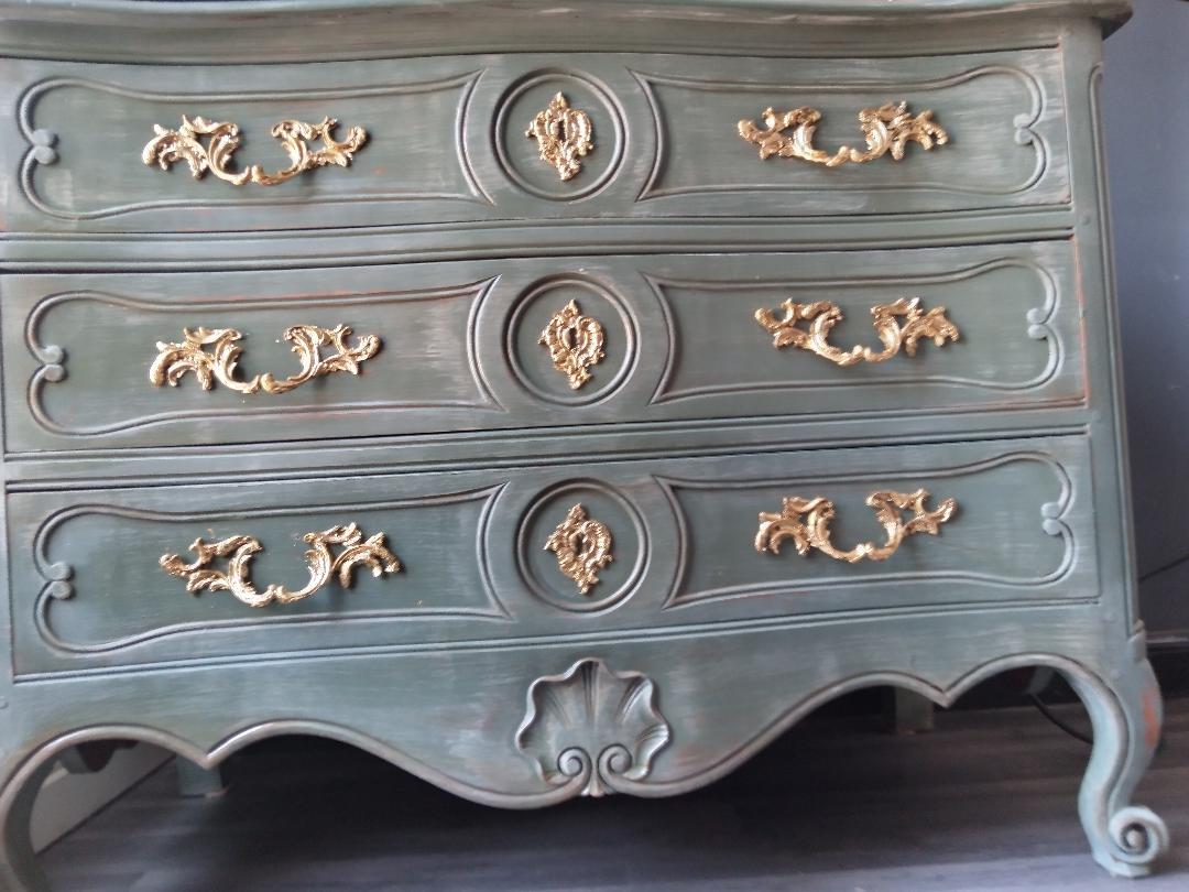Louis xv style patinated chest of drawers