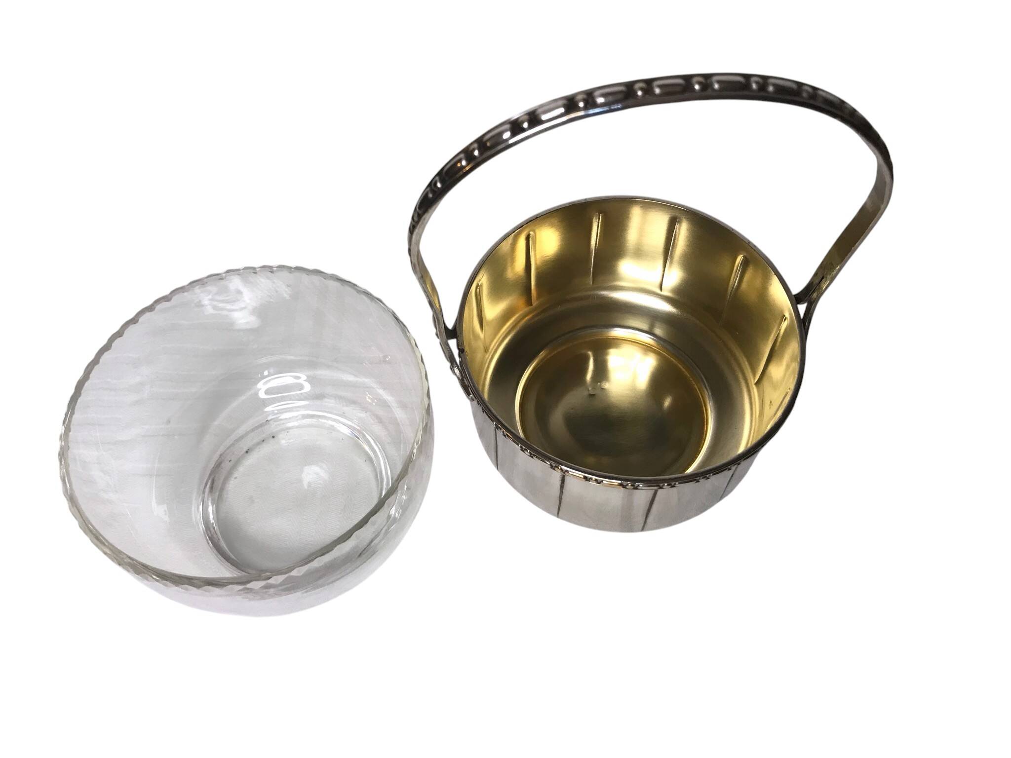 Art Deco, small silver-plated pocket basket with hallmarks from around 1930.